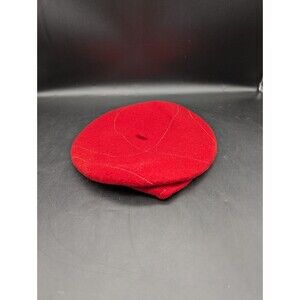 Lisa Shaub Couture NYC Red 100% Wool Beret Hat Hand-Stitched Millinery Designer